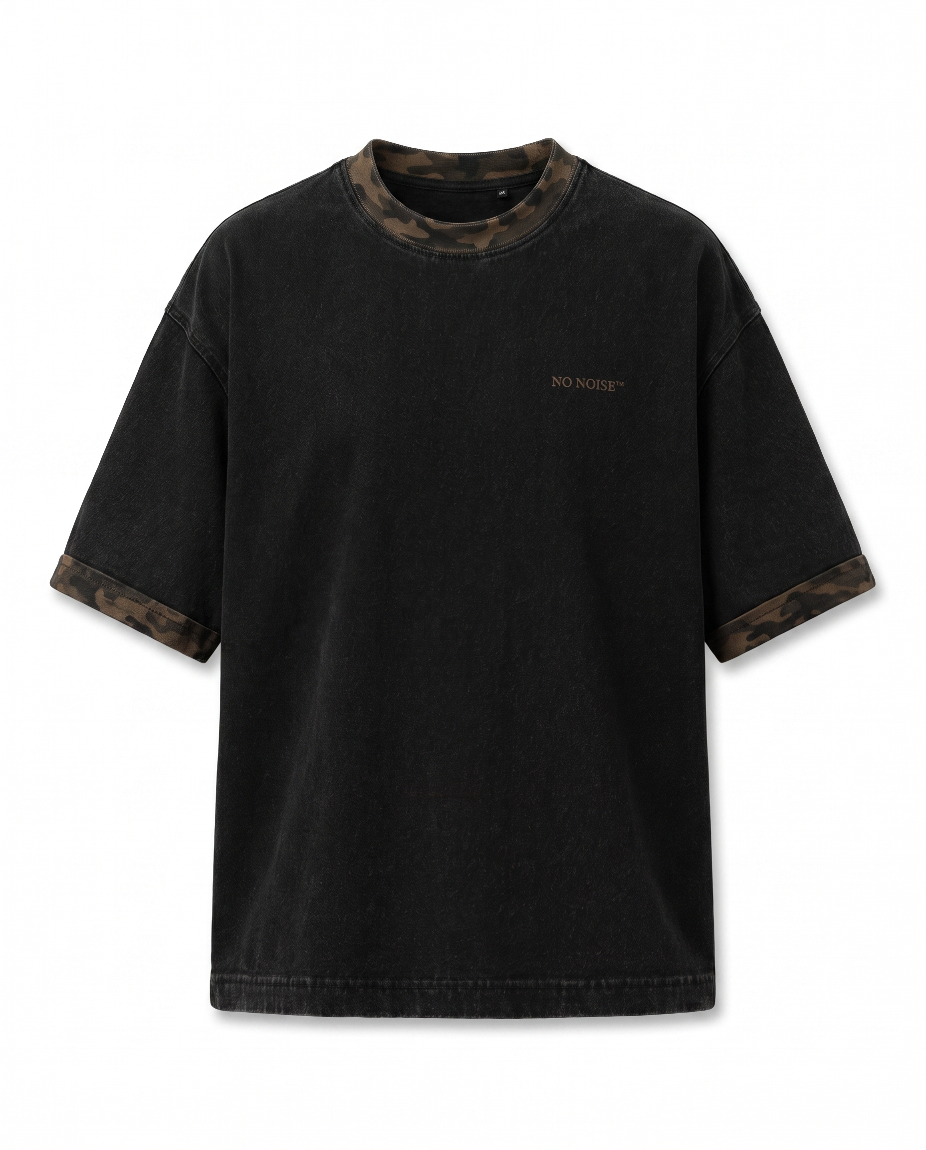 NO NOISE™ MINERAL WASH BOXY PANEL TEE — KHAKI CAMO — Detail