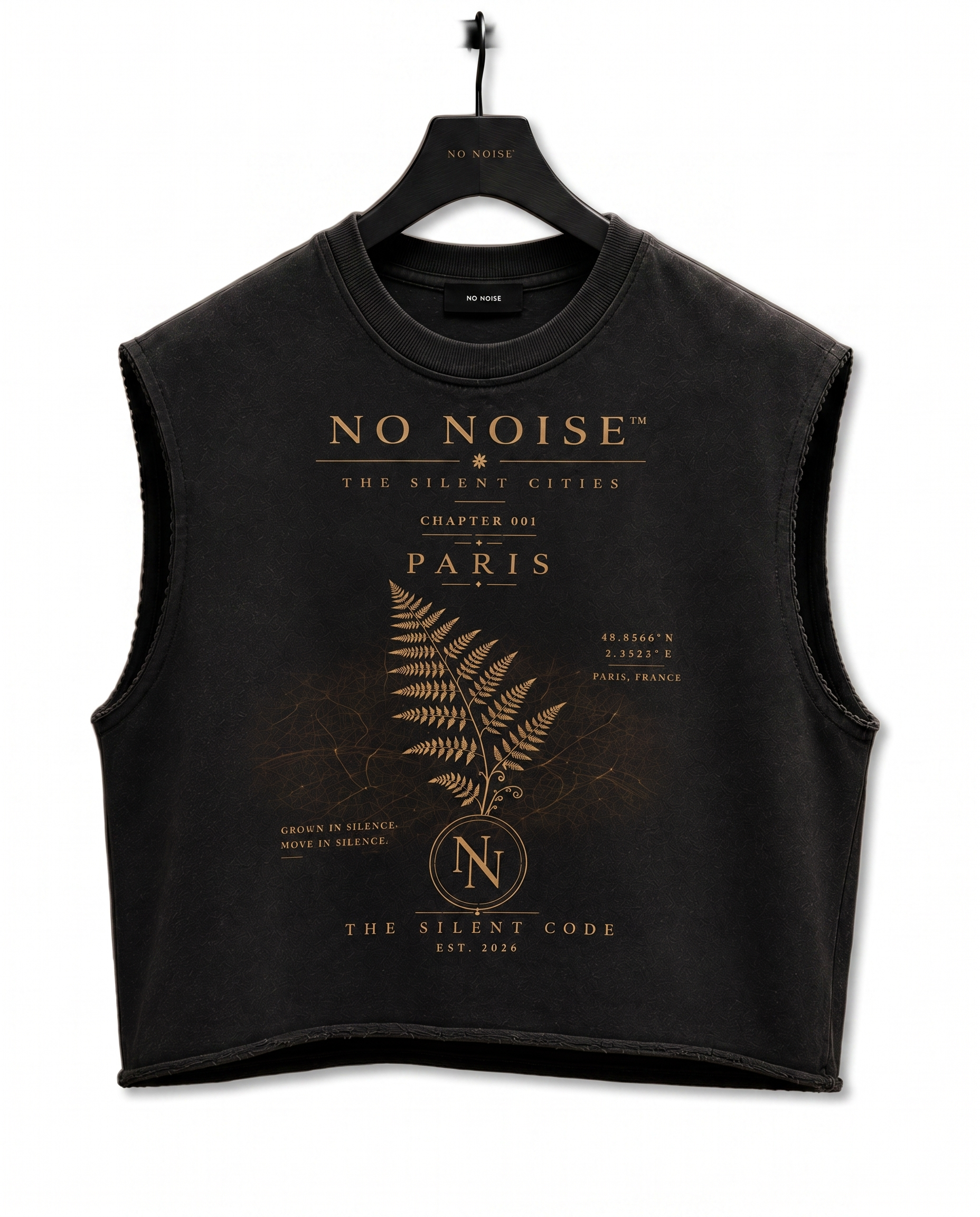 NO NOISE™ FRENCH TERRY BOXY TANK — BLACK — Back