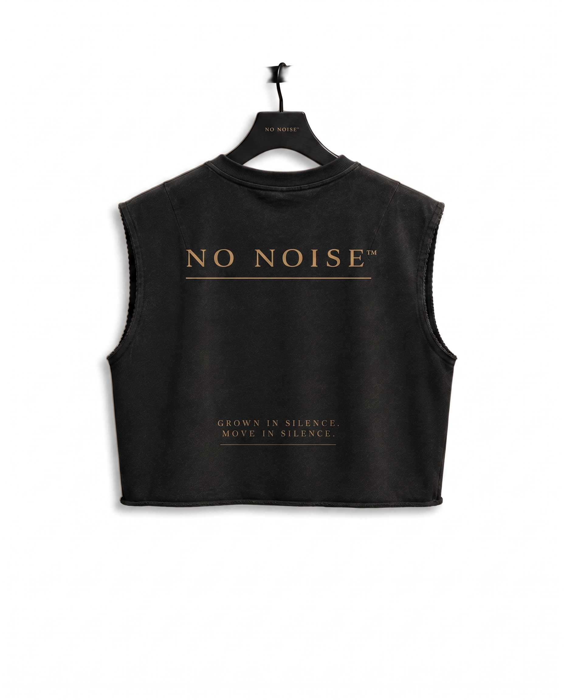 NO NOISE™ FRENCH TERRY BOXY TANK — BLACK — Detail