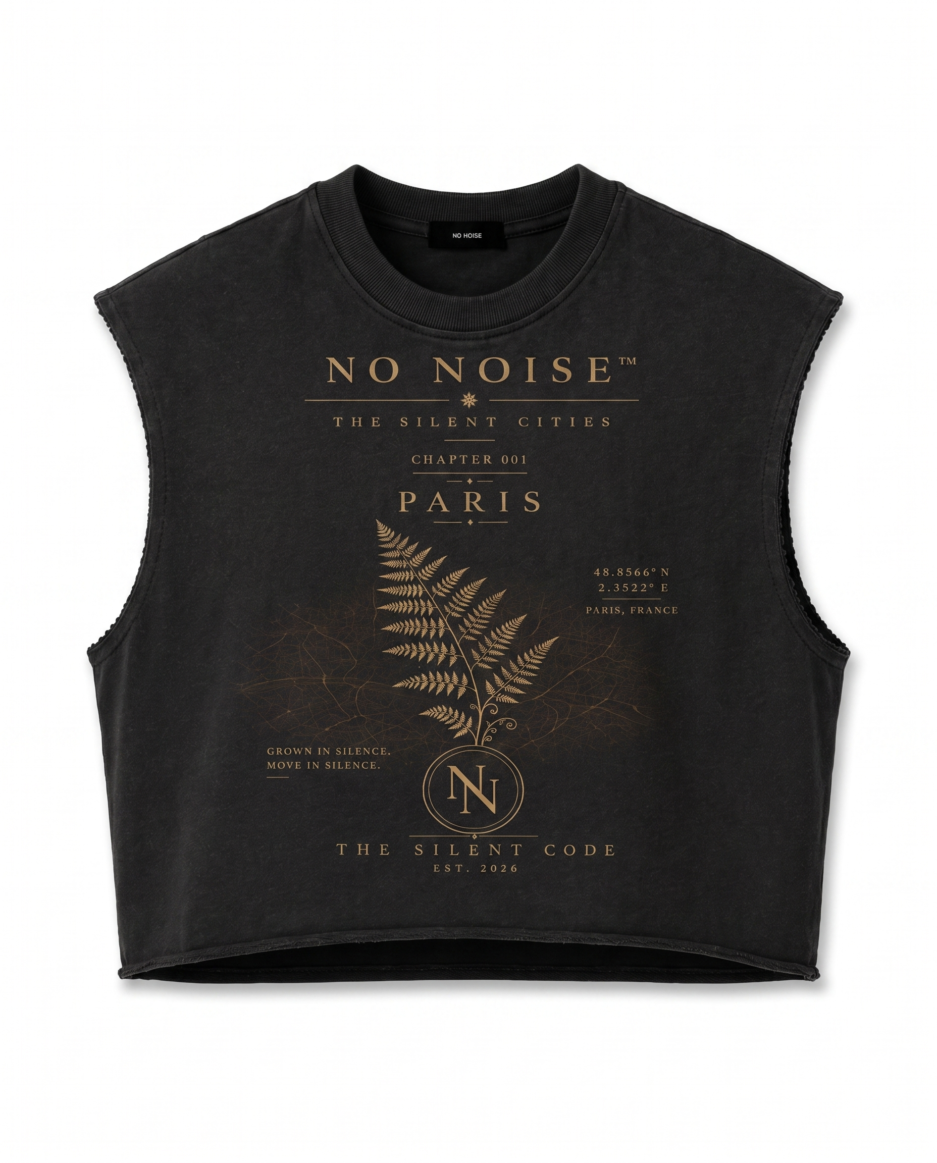 NO NOISE™ FRENCH TERRY BOXY TANK — BLACK — Detail 2