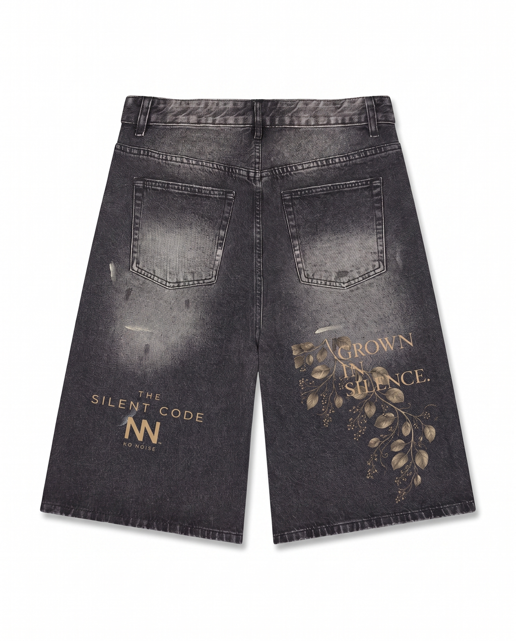 NO NOISE™ 001 BOTANICAL DENIM SHORT — Alternate Front