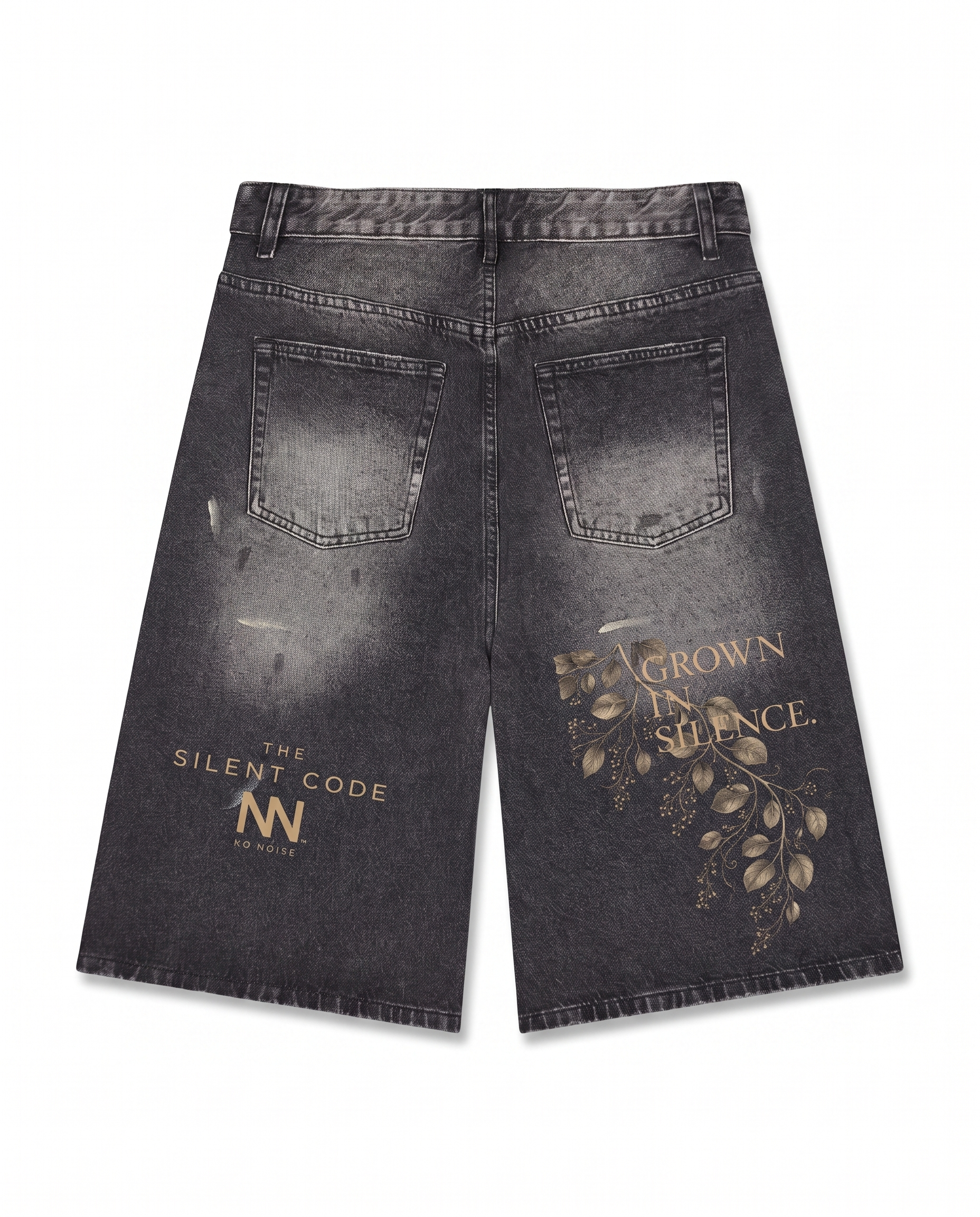 NO NOISE™ 001 BOTANICAL DENIM SHORT — Alternate Front