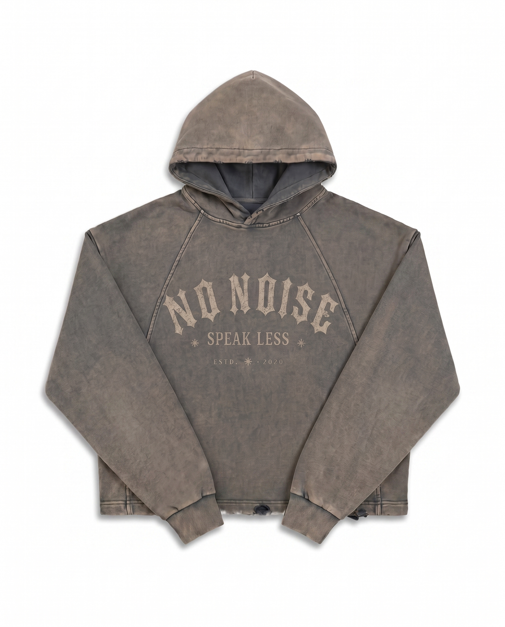 NO NOISE™ SPEAK LESS VINTAGE WASHED HOODIE — ESTD. 2026 — Alternate Front