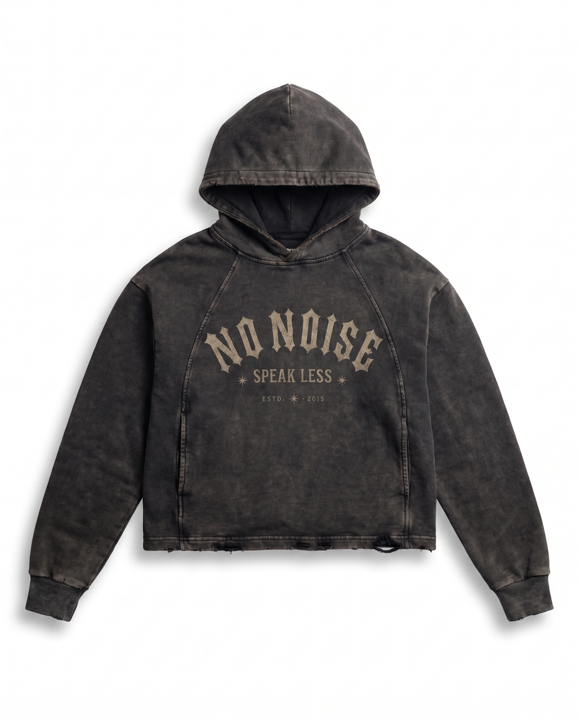 NO NOISE™ SPEAK LESS VINTAGE WASHED HOODIE — ESTD. 2026 — Back