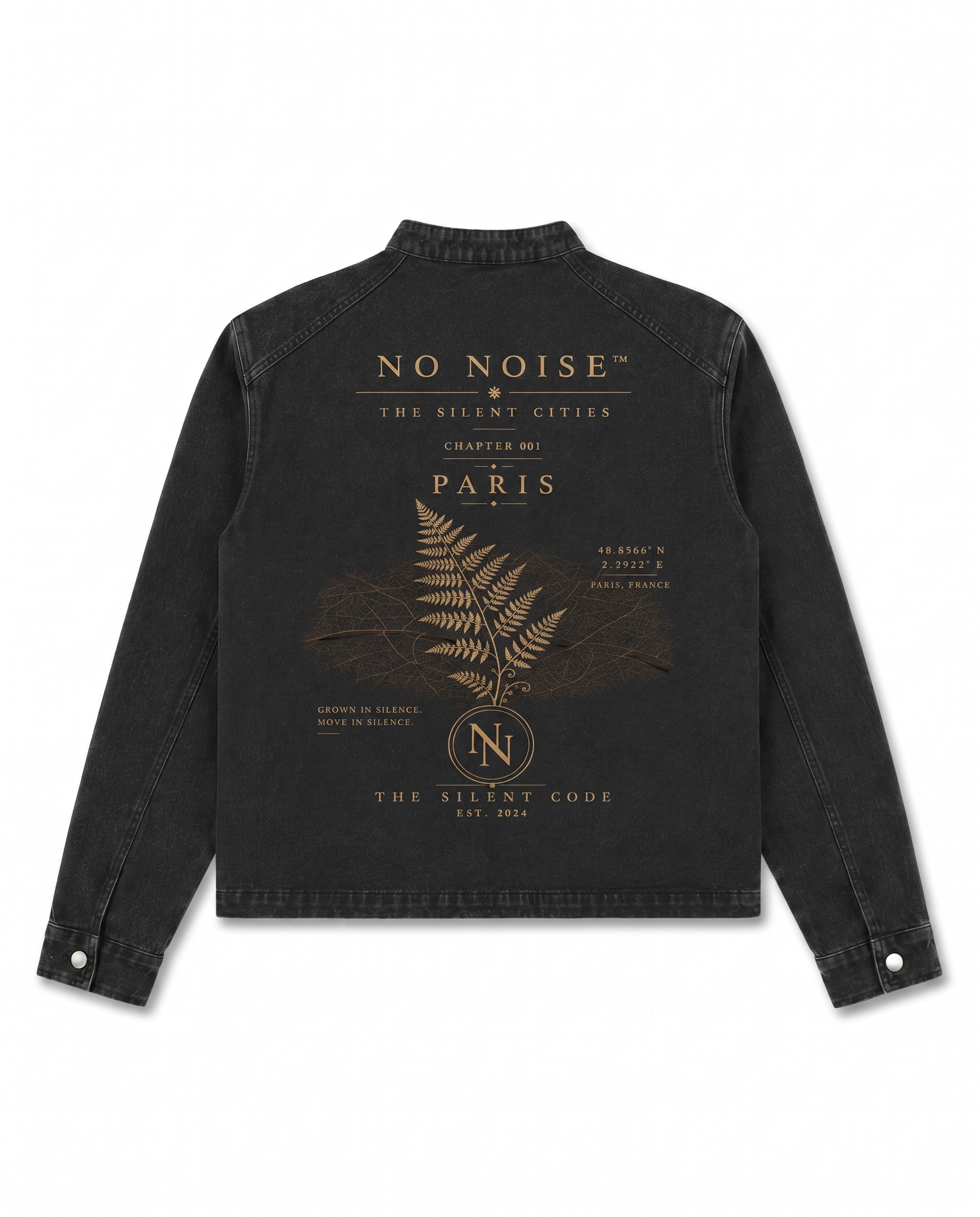NO NOISE™ 001 SILENT FORM JACKET — WASHED BLACK — Detail