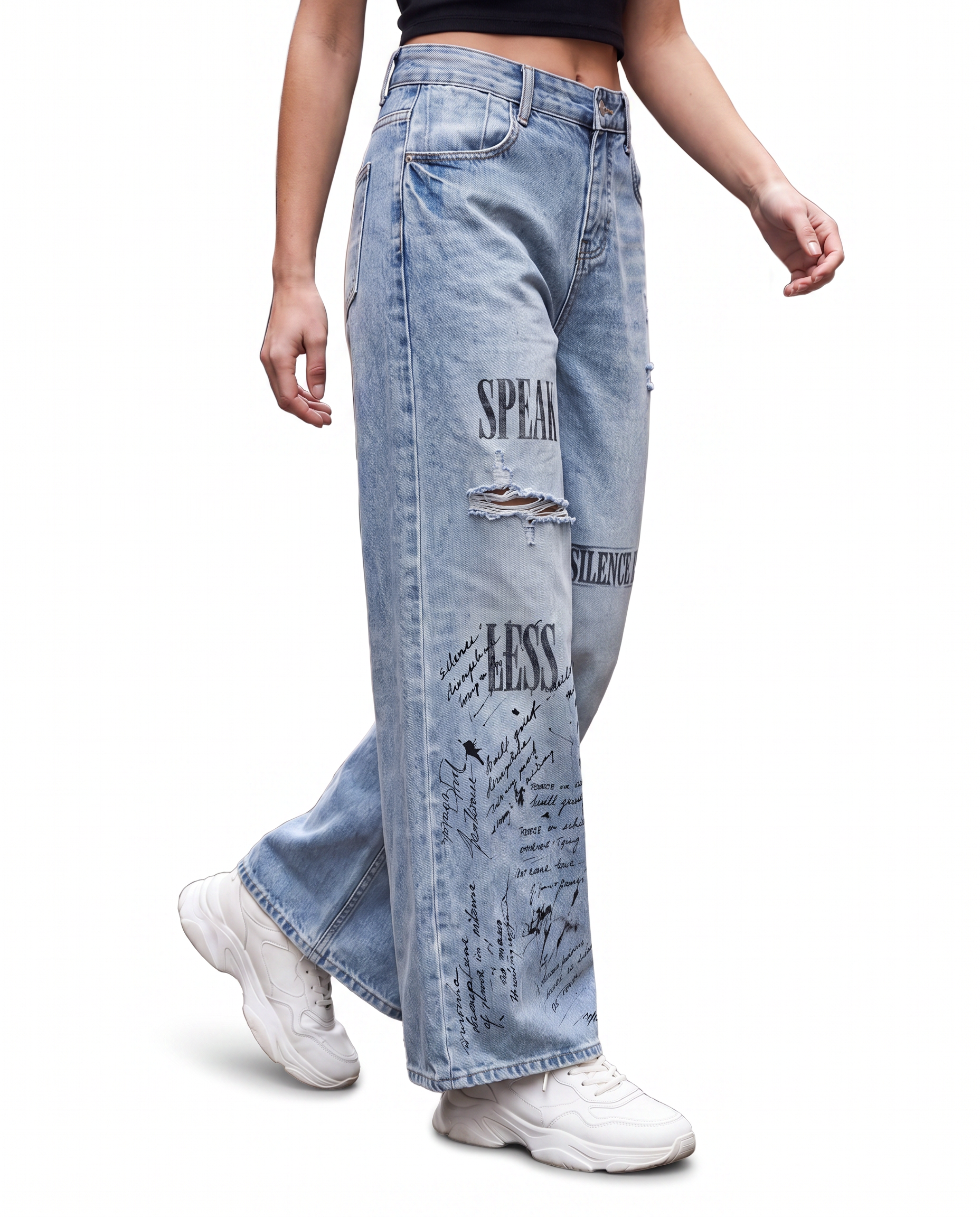 NO NOISE™ HER — SPEAK LESS WIDE LEG JEAN — Back
