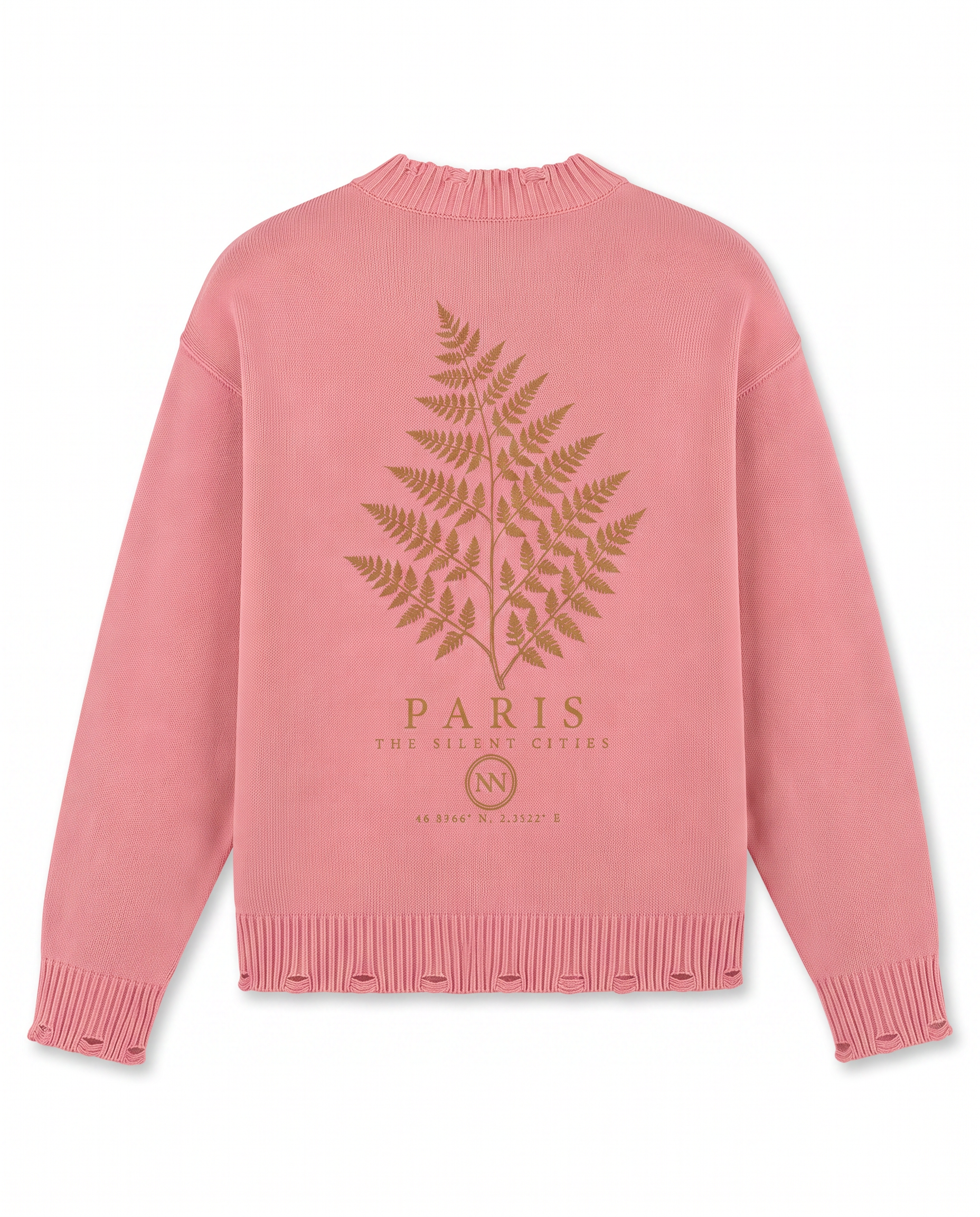 THE BOTANICAL KNIT VINTAGE WASHED HAND-FRAYED SWEATER — Alternate Front