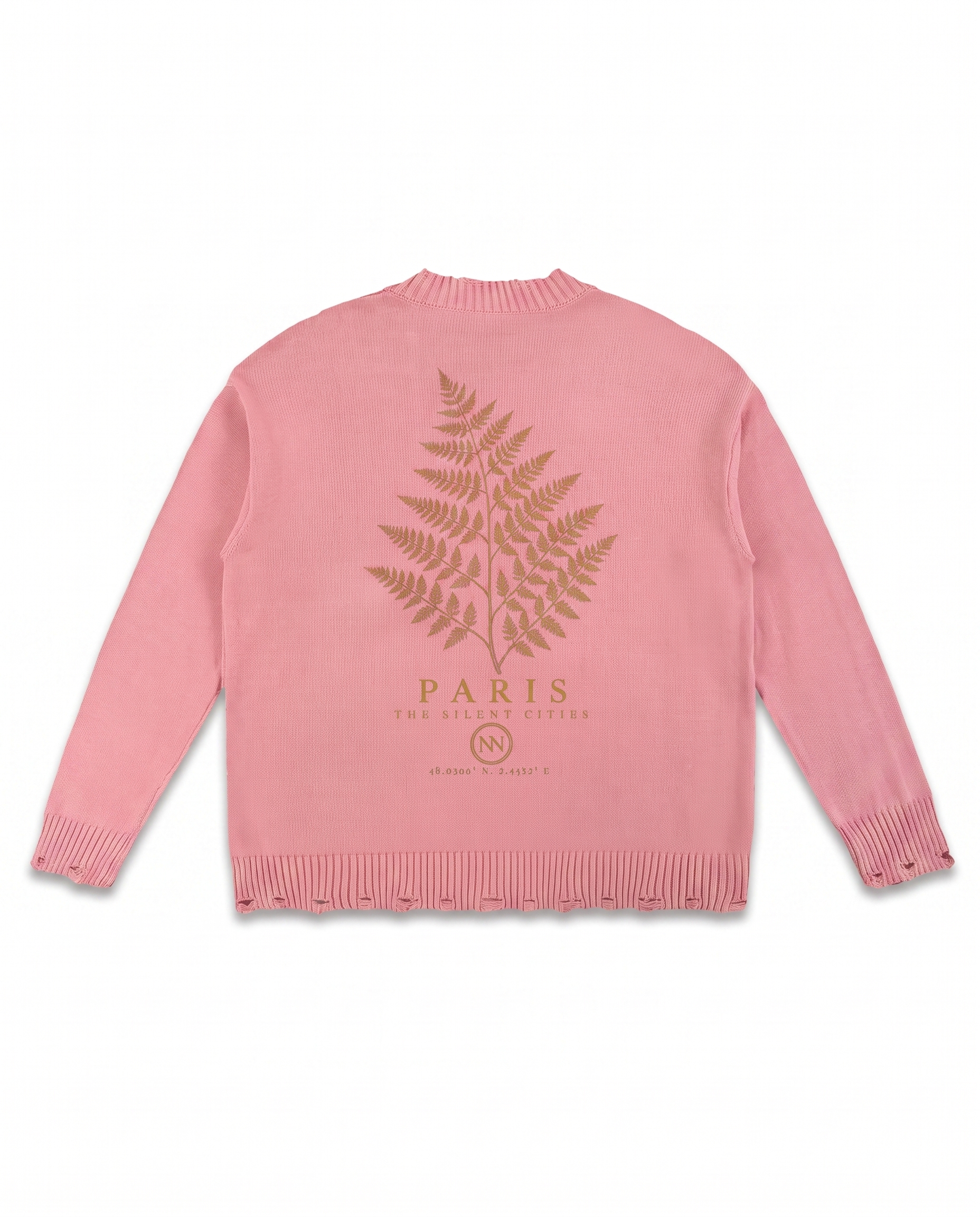 THE BOTANICAL KNIT VINTAGE WASHED HAND-FRAYED SWEATER — Detail