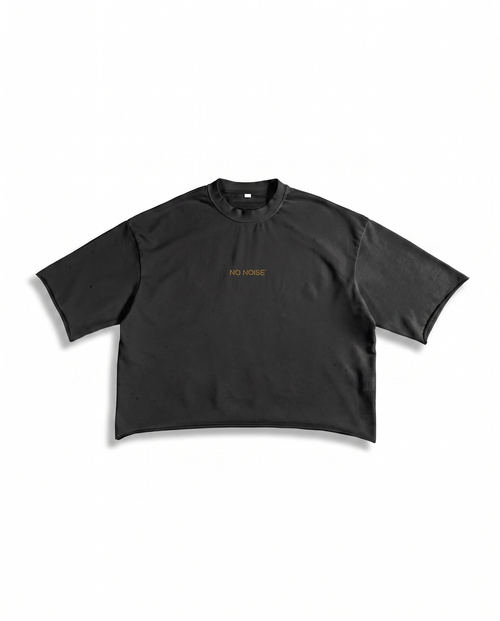 SUPPORT YOUR FRIENDS FRENCH TERRY RAW EDGE T-SHIRT — NOIR — Hero