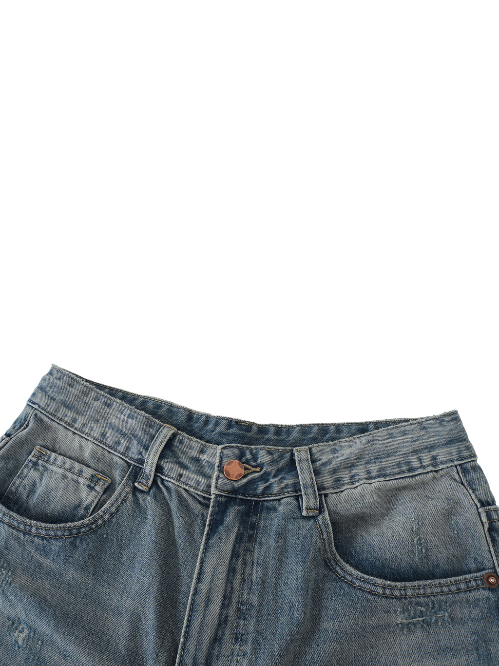 NO NOISE™ DISTRESSED BARREL LEG JEANS