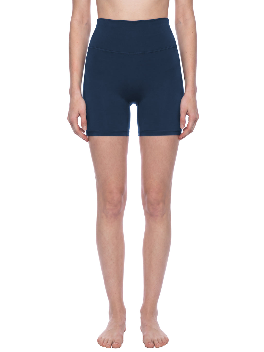 NO NOISE™ Navy biker shorts on model, front