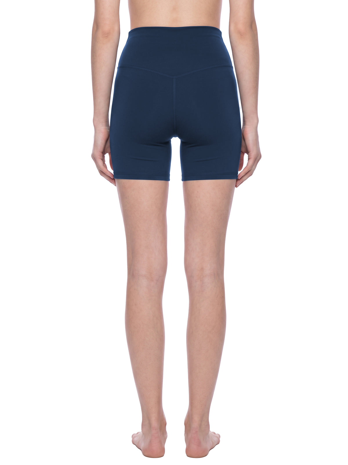 NO NOISE™ Navy biker shorts on model, back