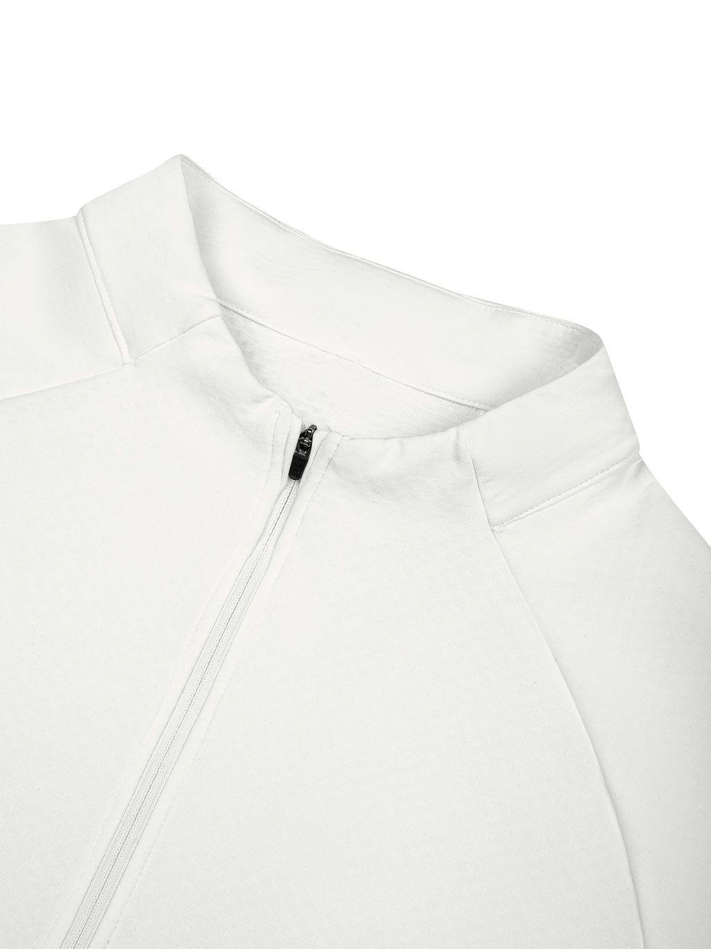 Supplier quarter-zip collar detail in white for Movement Raglan Quarter-Zip — Black