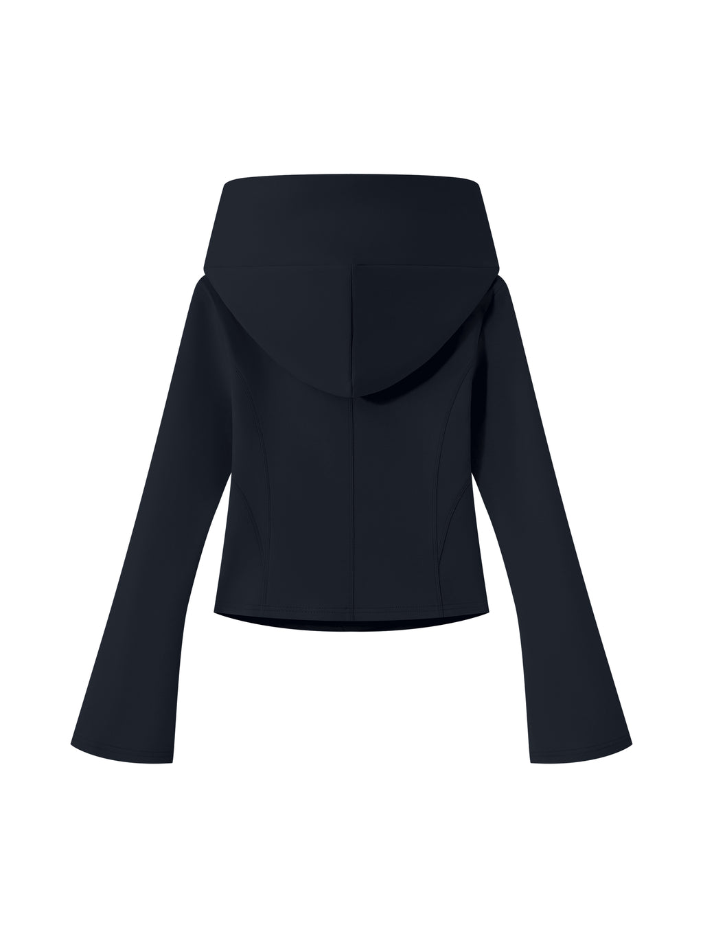 NO NOISE™ Navy asymmetric zip hoodie, shaped back view