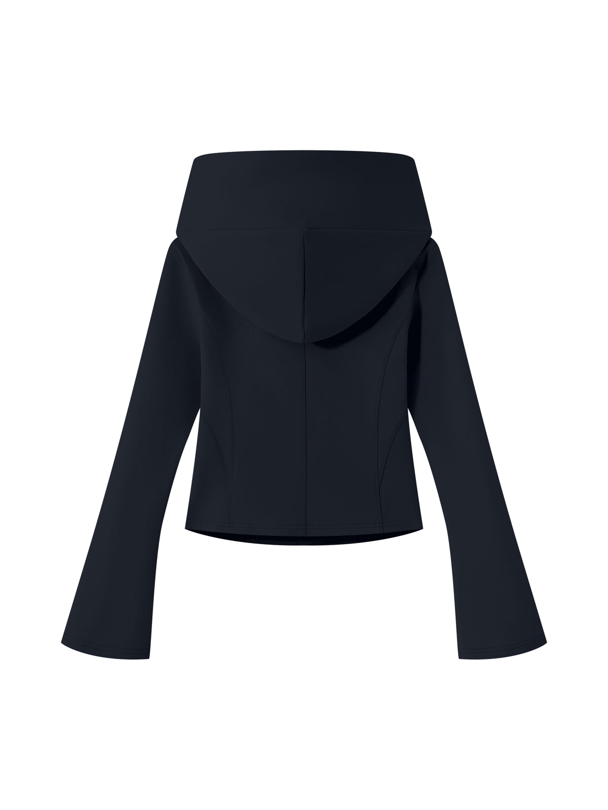 NO NOISE™ Navy asymmetric zip hoodie, shaped back view