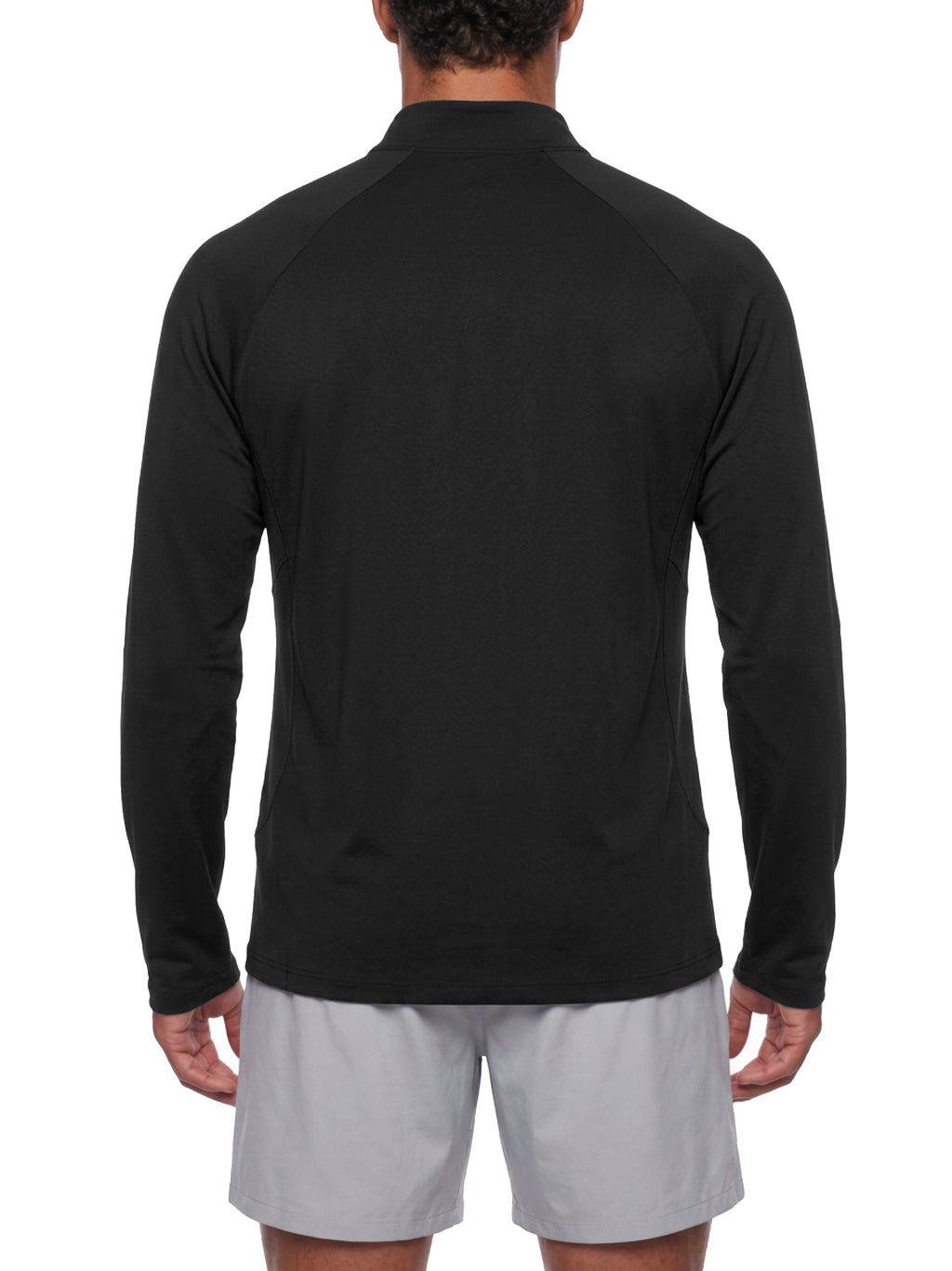 NO NOISE™ Black quarter-zip on model, back