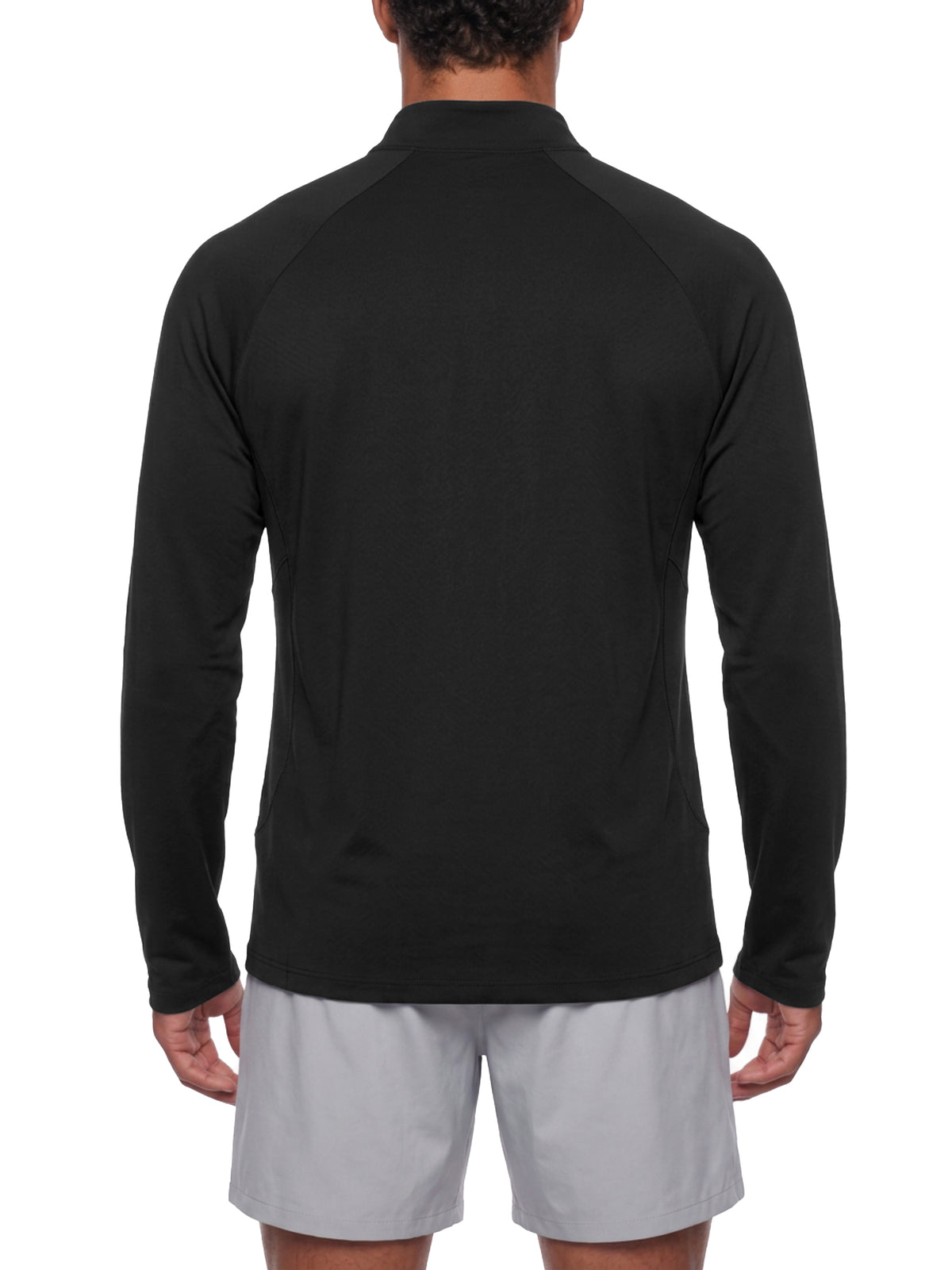 NO NOISE™ Black quarter-zip on model, back