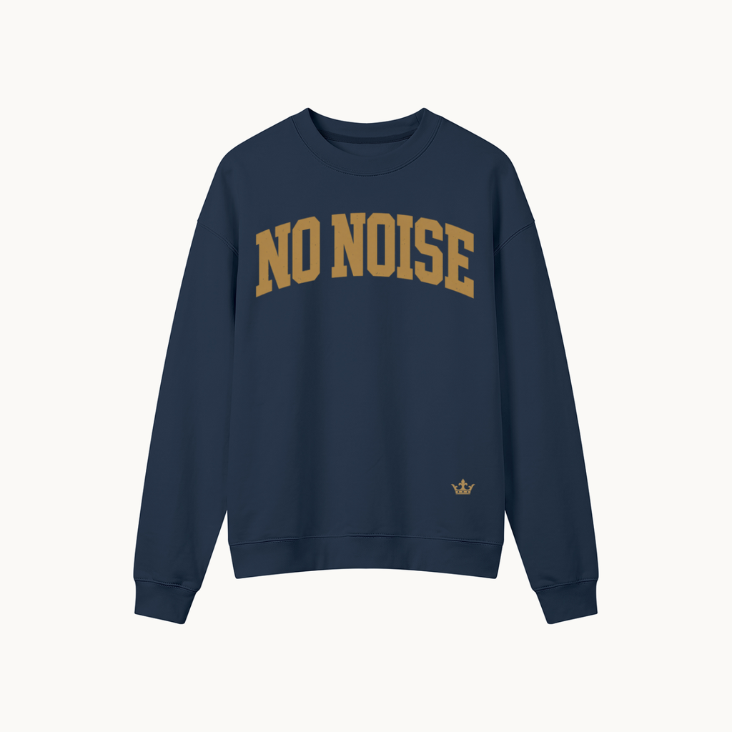 Collegiate Heavyweight Crewneck — Navy, navy blue, front view in dimensional product mockup