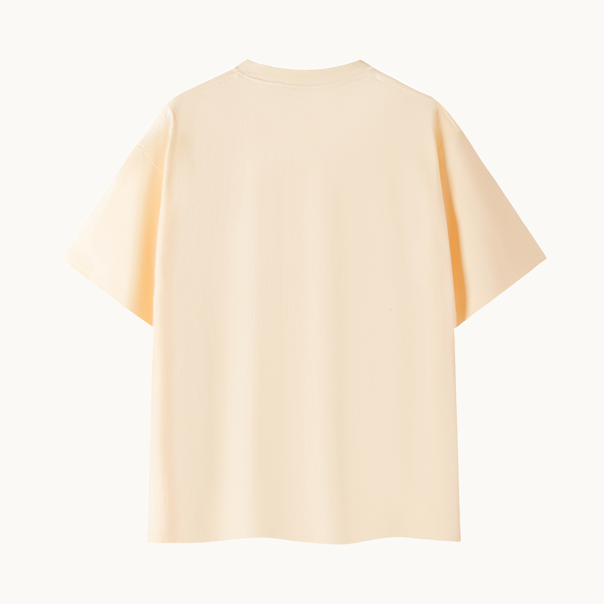 Essential Signature Tee, apricot, back view in dimensional product mockup