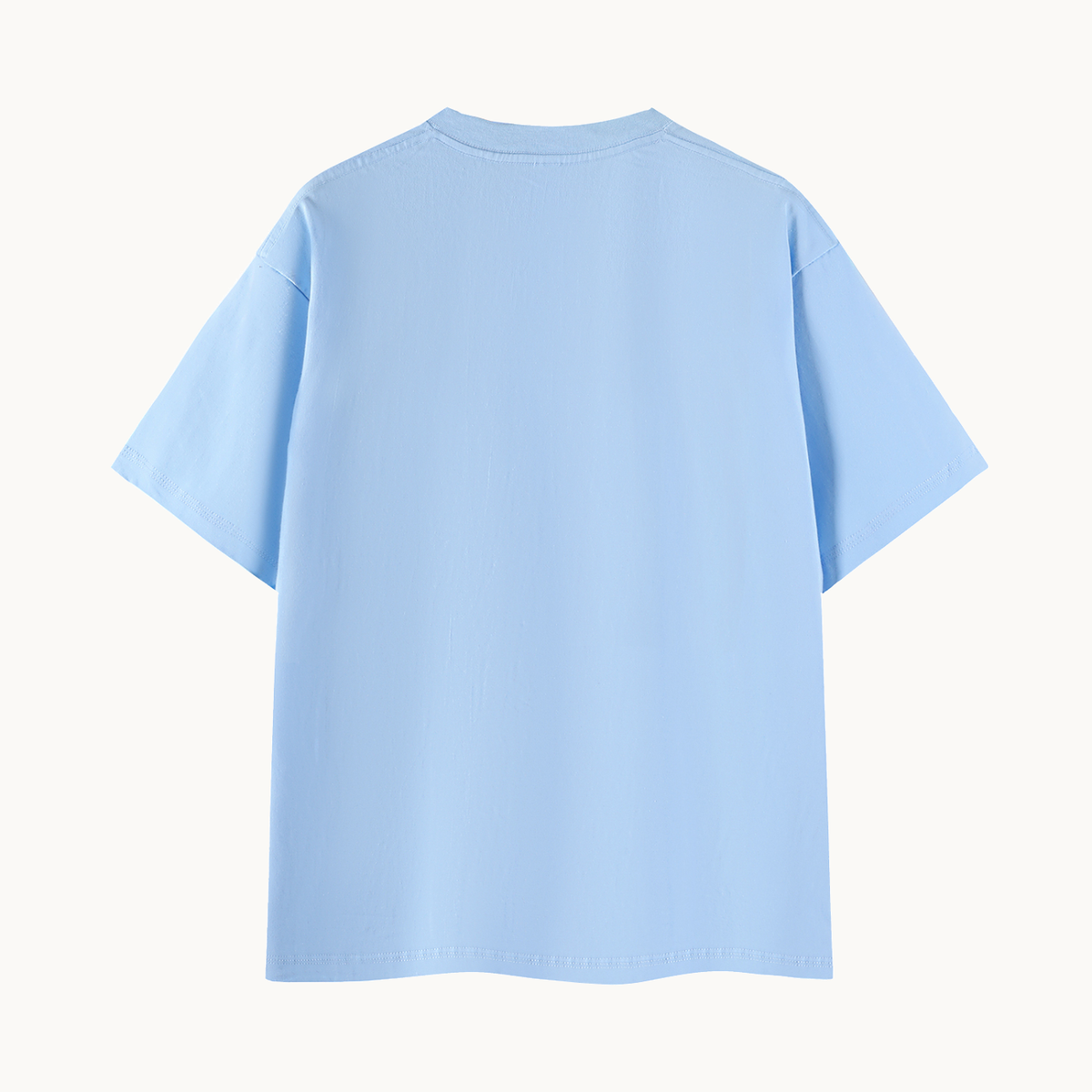 Essential Signature Tee, blue, back view in dimensional product mockup