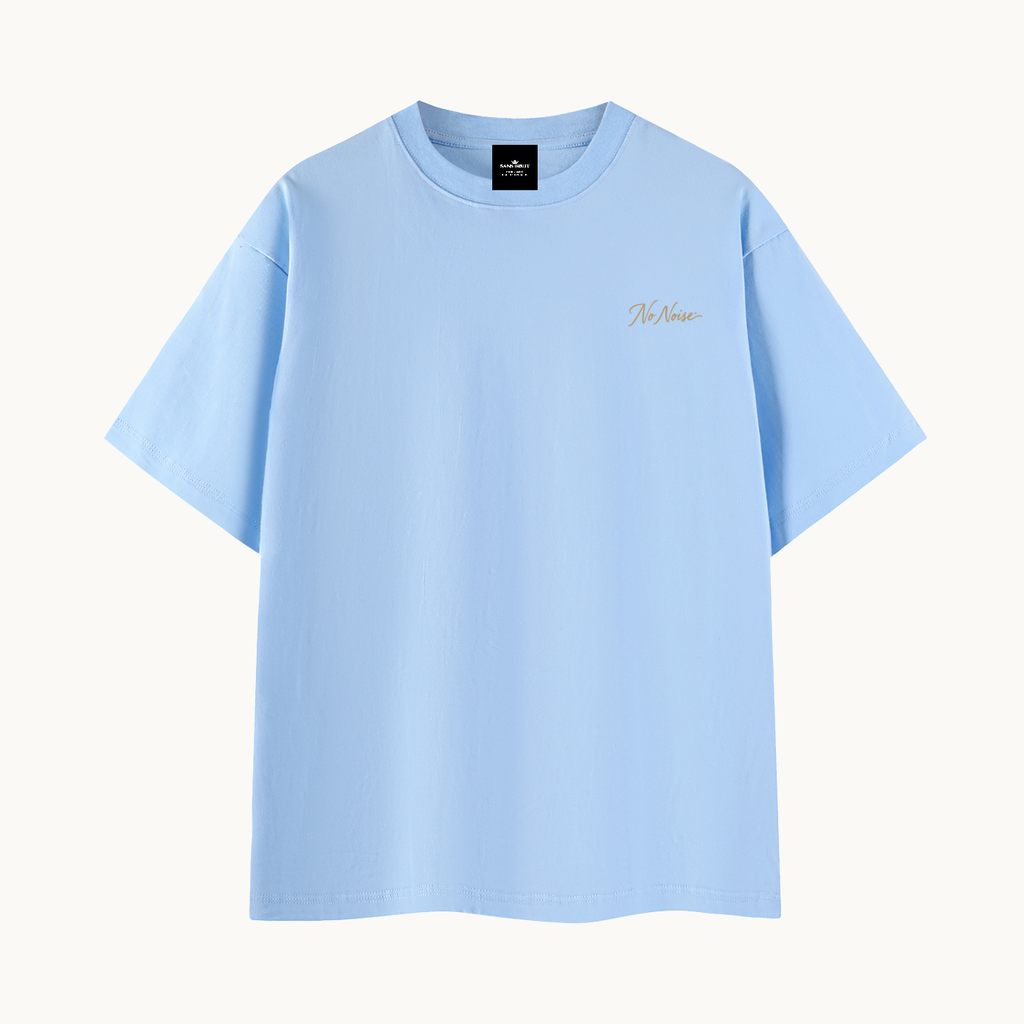 Essential Signature Tee, blue, front view in dimensional product mockup