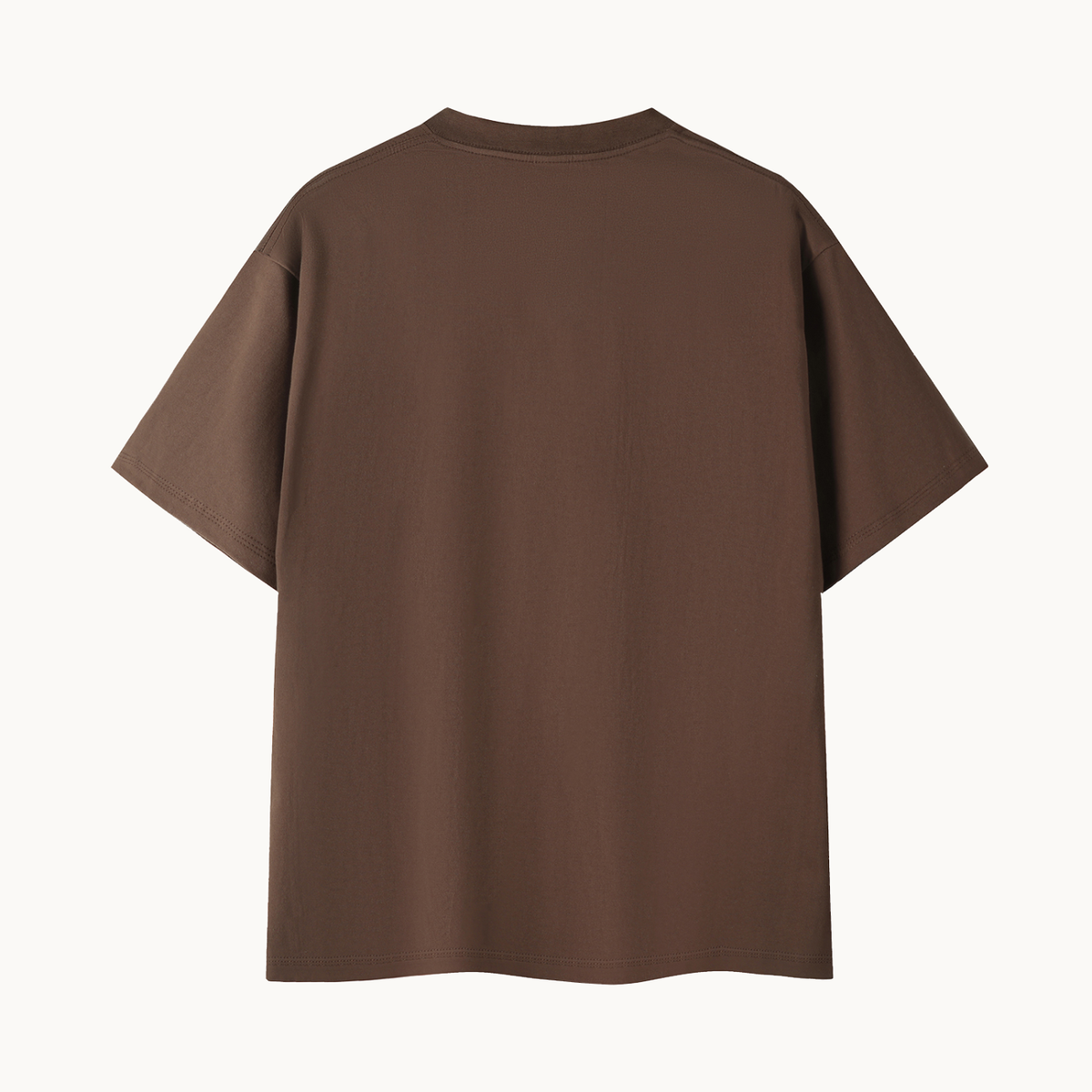 Essential Signature Tee, coffee, back view in dimensional product mockup