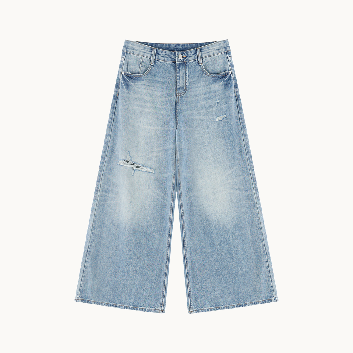 NO NOISE™ HER — FADED PRESENCE DENIM — product view on warm ivory.