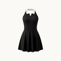 NO NOISE™ SILENT FLOW DRESS — BLACK — product view on warm ivory.
