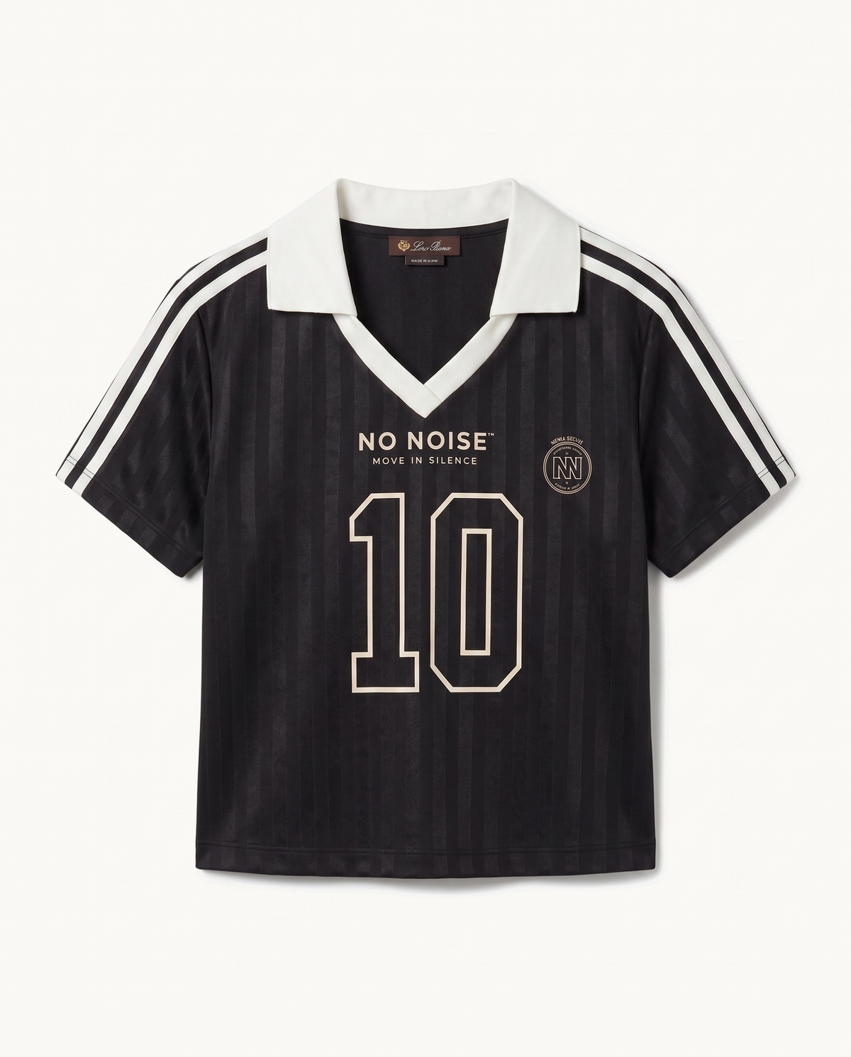 NO NOISE™ THE PLAYER JERSEY — CROP — product view on warm ivory.