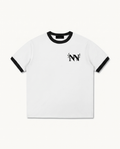 NO NOISE™ 001 BOTANICAL RINGER TEE — product view on warm ivory.