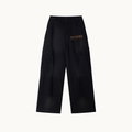NO NOISE™ 001 WIDE LEG CARGO PANT — BLACK — product view on warm ivory.