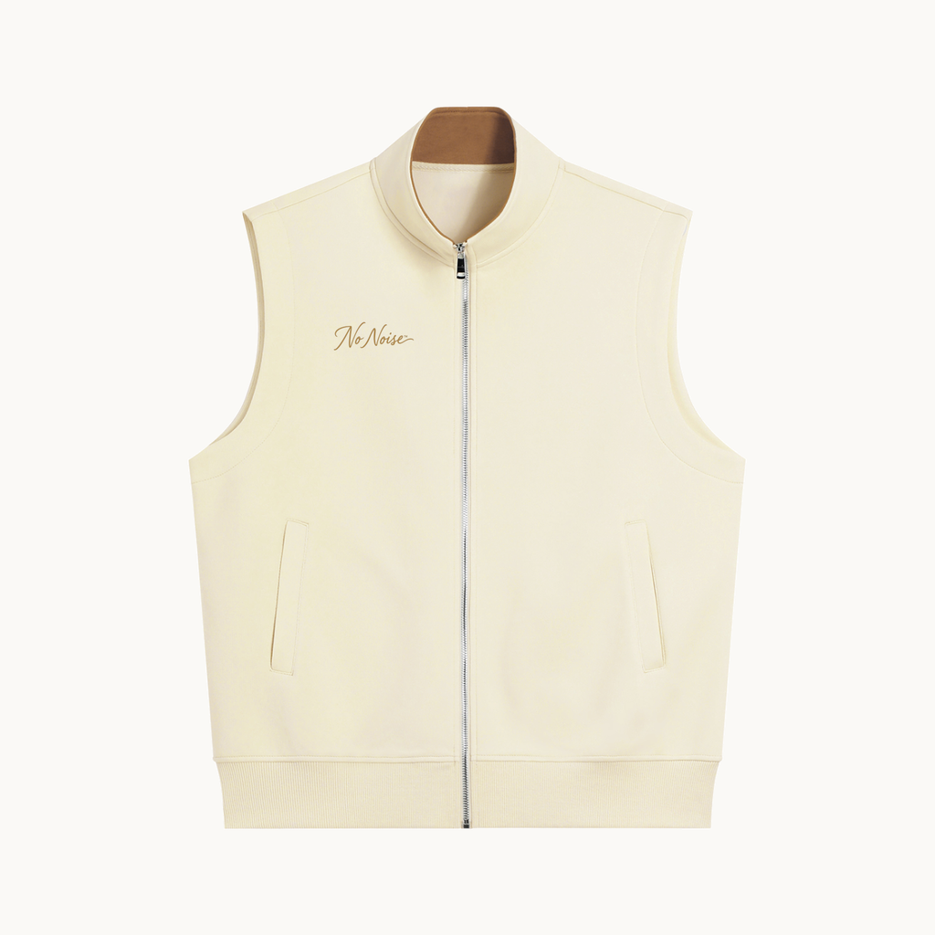 ESSENTIAL VEST — APRICOT — product view on warm ivory.