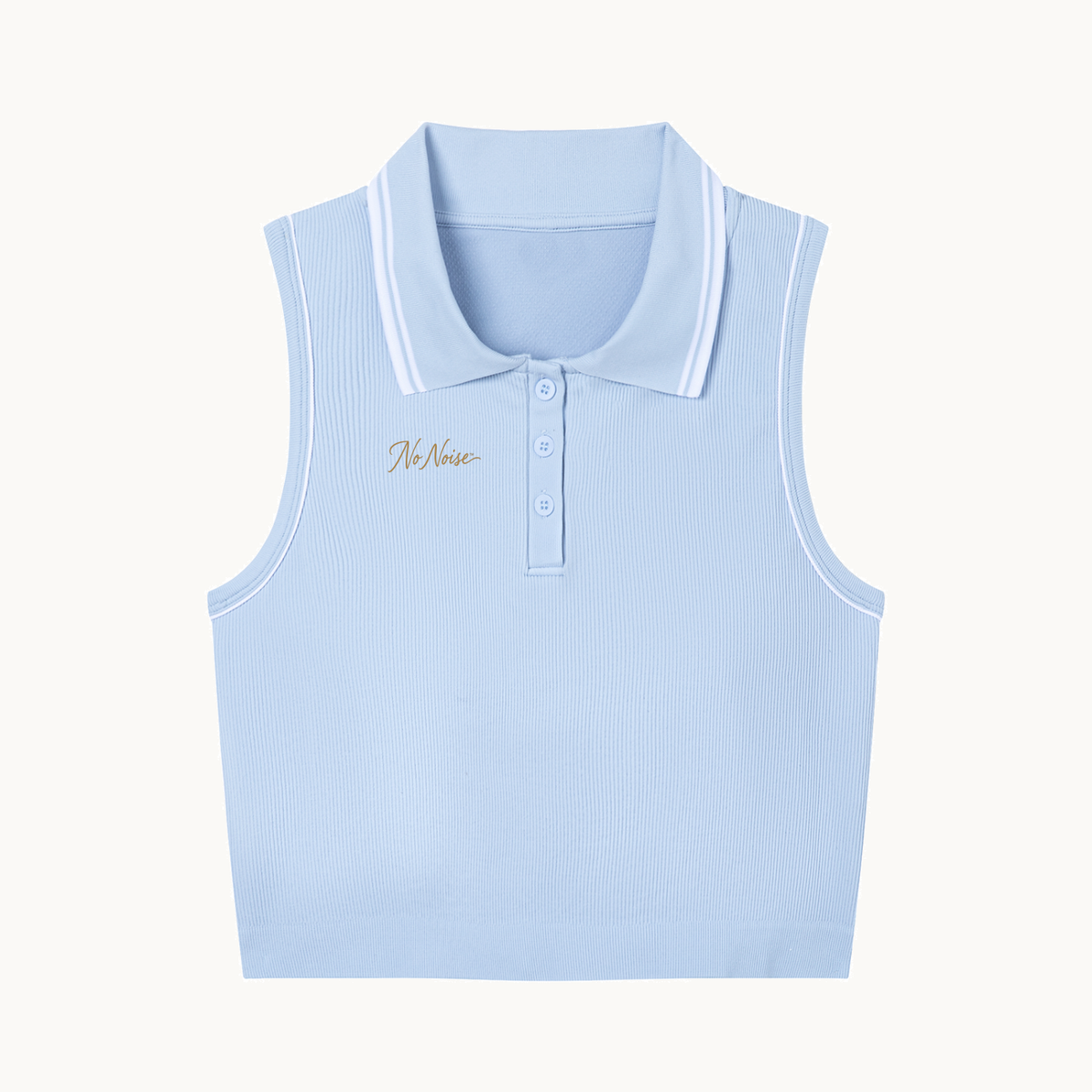THE COURT POLO — BLUE — product view on warm ivory.