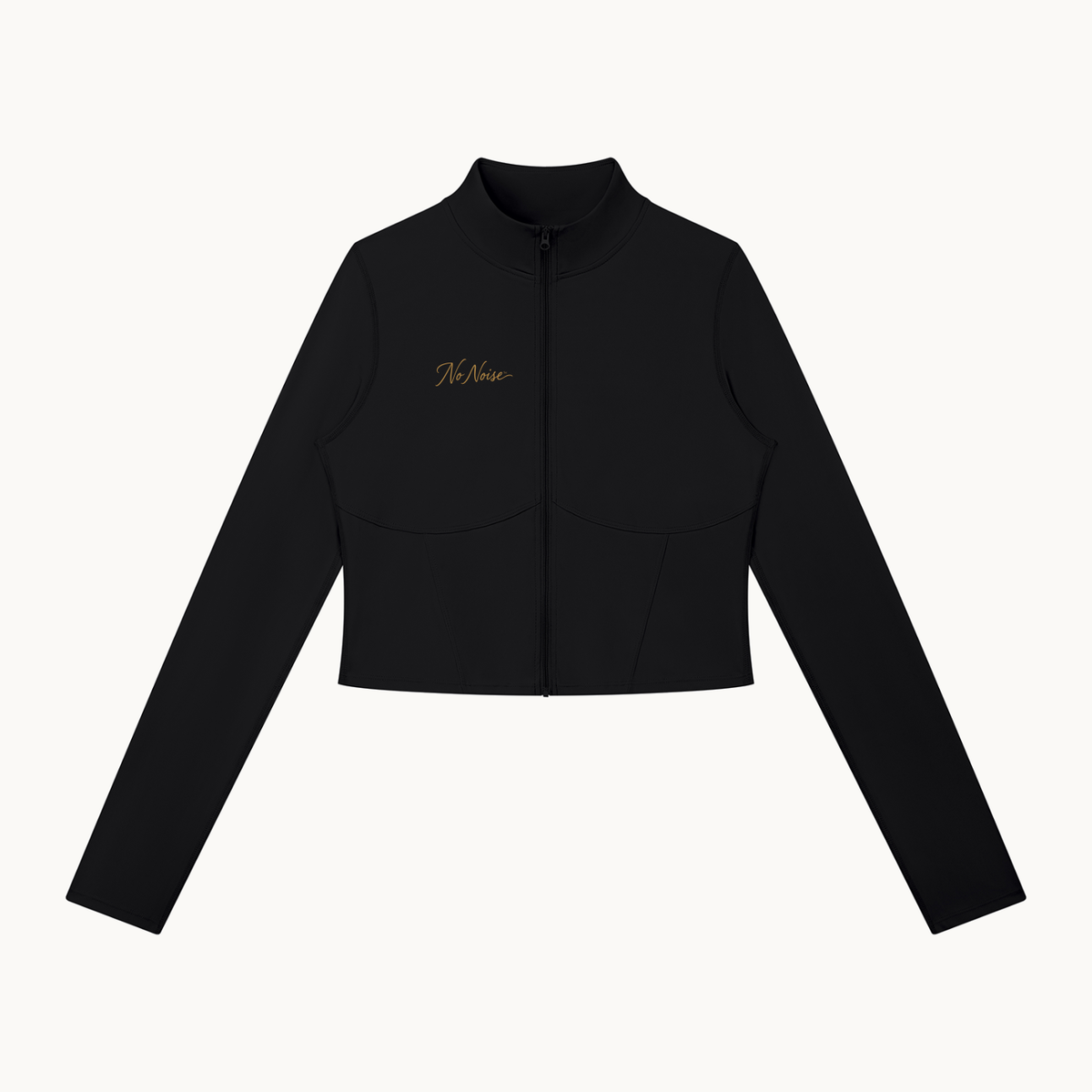 THE QUIET ZIP JACKET — SHADOW — product view on warm ivory.