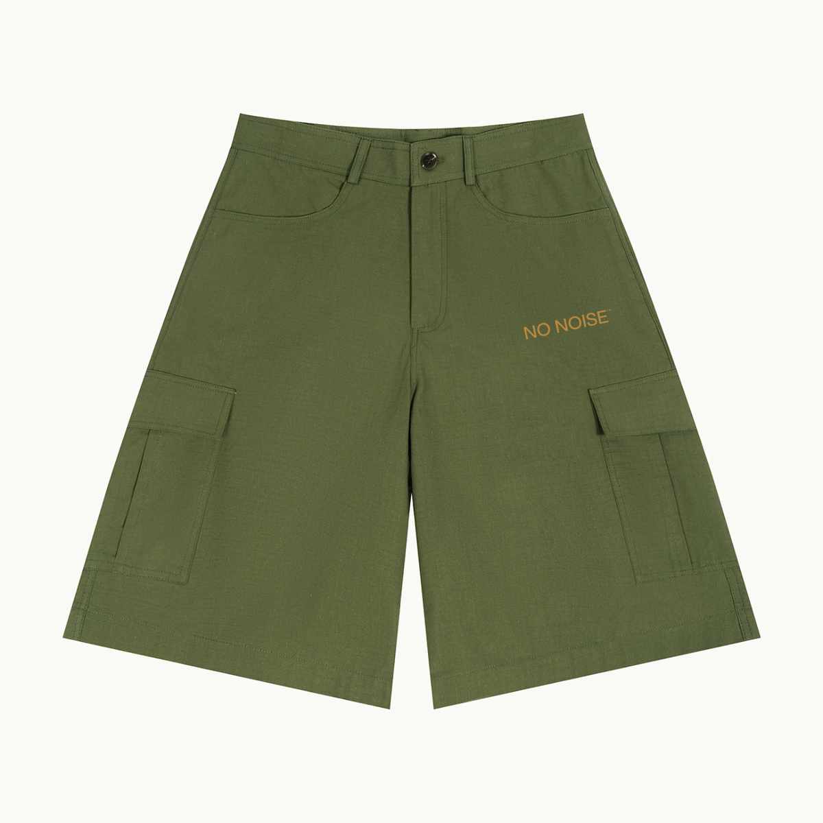 UTILITY CARGO SHORTS — OLIVE — product view on warm ivory.