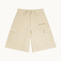 UTILITY CARGO SHORTS — DUNE — product view on warm ivory.