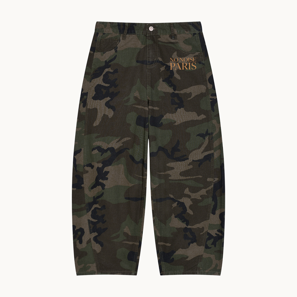 TERRAIN BARREL CAMO PANTS — product view on warm ivory.