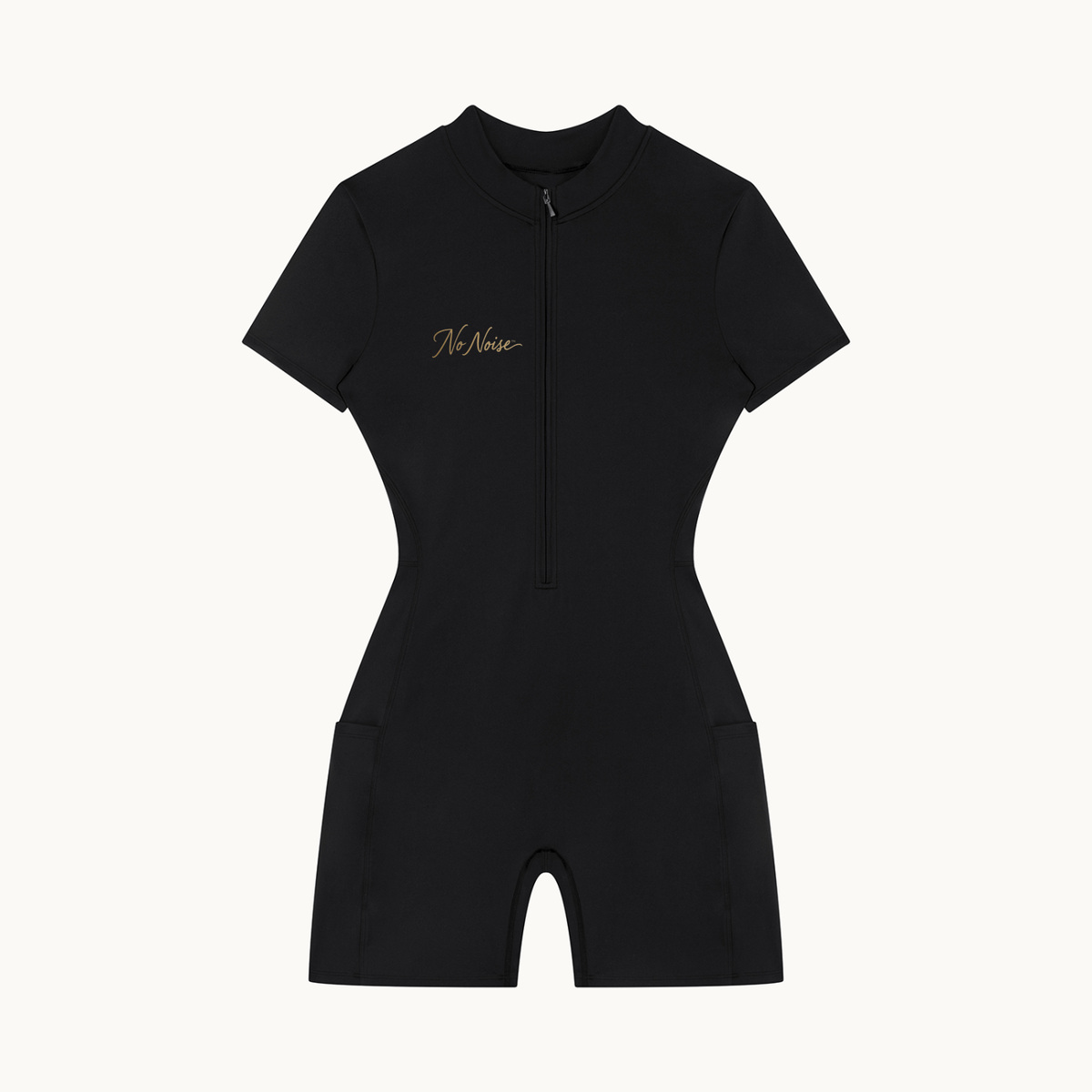 MOTION QUARTER-ZIP SHORT SLEEVE — product view on warm ivory.
