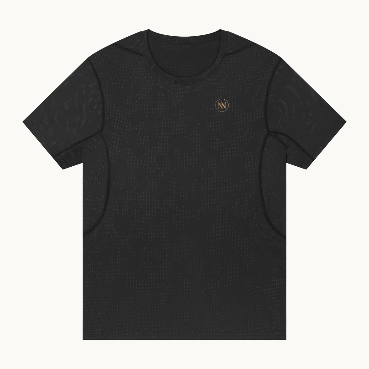 MOTION JACQUARD TEE — product view on warm ivory.