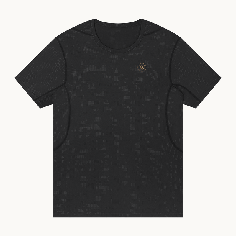 MOTION JACQUARD TEE — product view on warm ivory.