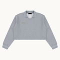 THE QUIET POLO — HEATHER — product view on warm ivory.