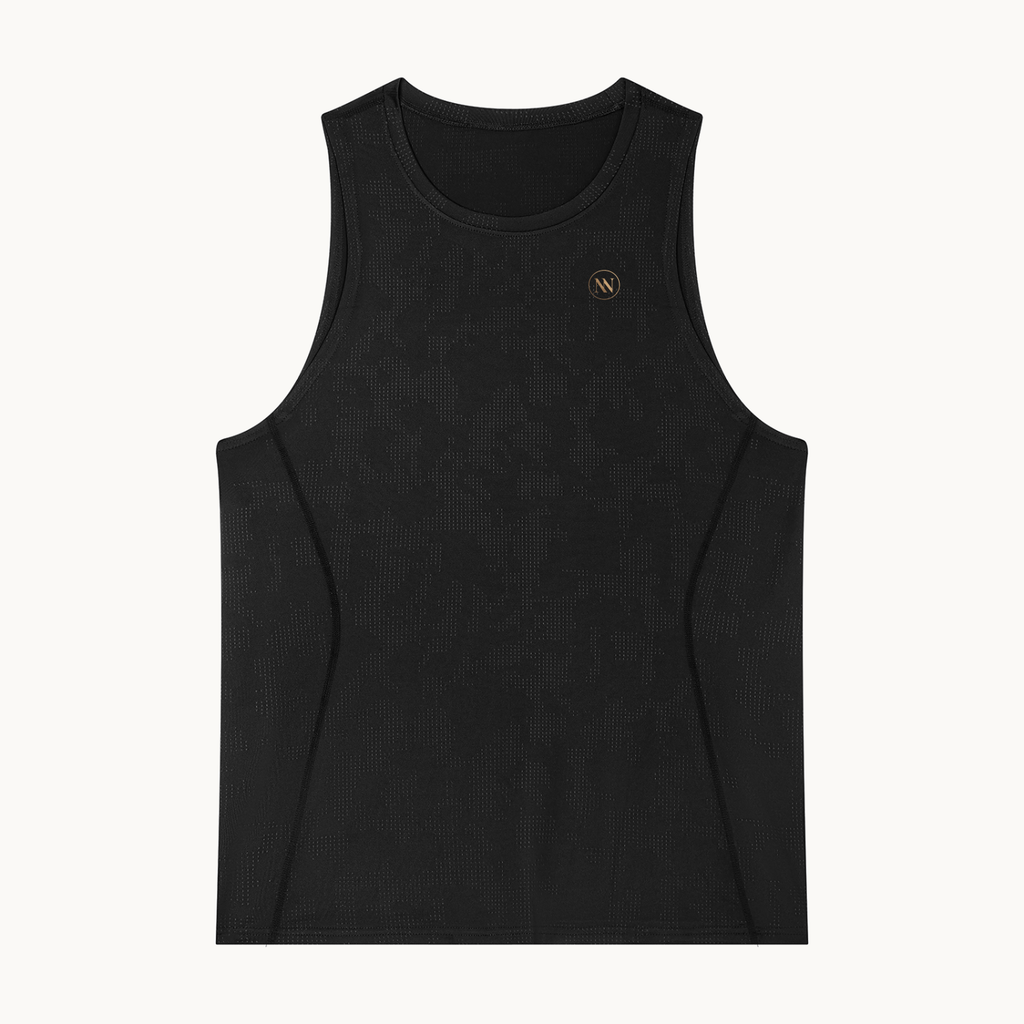 MOTION JACQUARD TANK — product view on warm ivory.