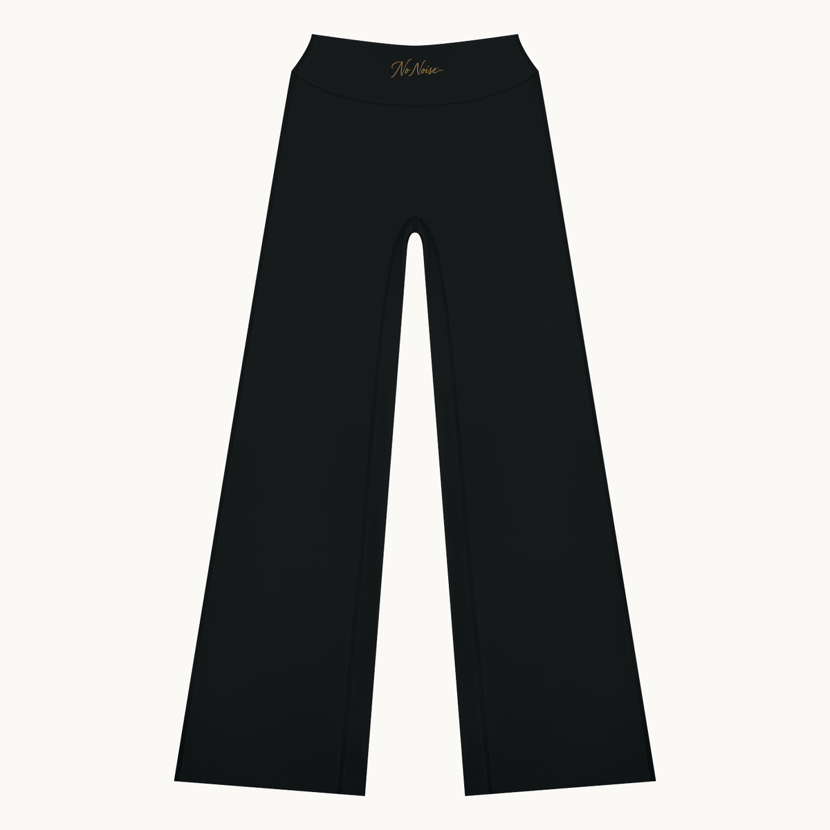 STUDIO HIGH RISE FLARE PANT™ — BLACK — product view on warm ivory.