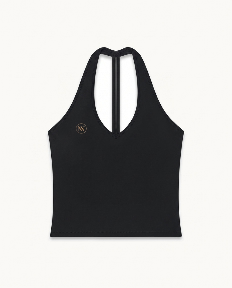 STUDIO RACERBACK™ — BLACK — product view on warm ivory.