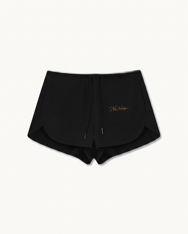 THE SIGNATURE HER — DRAWSTRING SHORTS — product view on warm ivory.