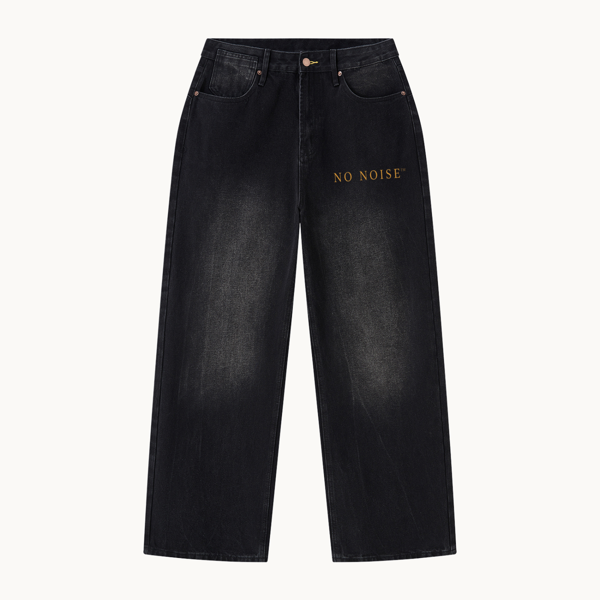 Still Wide Leg Denim — product view on warm ivory.