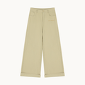 NO NOISE™ HER SILENT DRAPE TROUSER — KHAKI — product view on warm ivory.