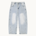 NO NOISE STILL FORM BARREL DENIM — SUNFADE — product view on warm ivory.