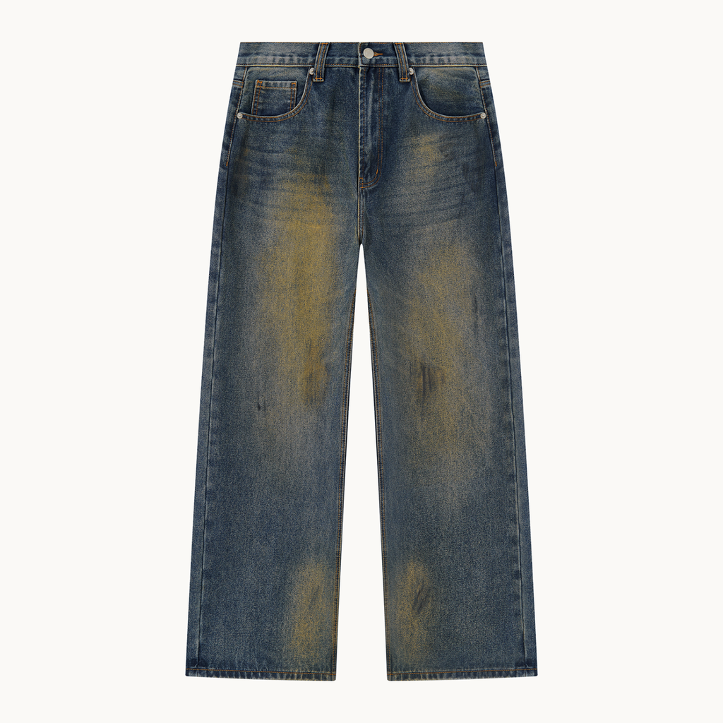 THE WORLD IS LOUD DENIM — VINTAGE BLUE — product view on warm ivory.