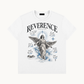 ARTICLE 010 — REVERENCE TEE — WHITE — product view on warm ivory.
